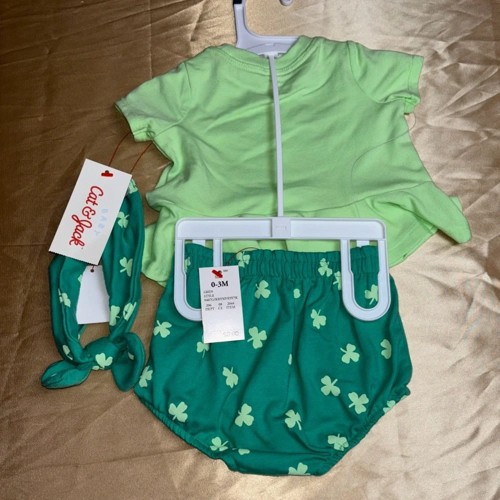 Baby Girls Good Luck Charm 3 Piece Outfit Rainbow 0-3 Month New Cat & Jack NWT